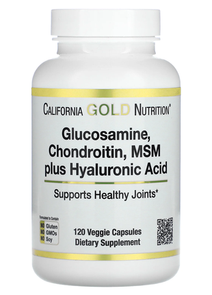 California gold nutrition, глюкозамин, хондроитин, мсм плюс гиалуроновая кислота, 120 растительных к