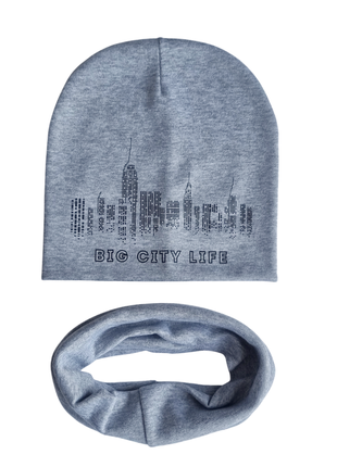 Комплект шапка+хомут big city р.48-52 для хлопчика демі 10 кольорів9 фото