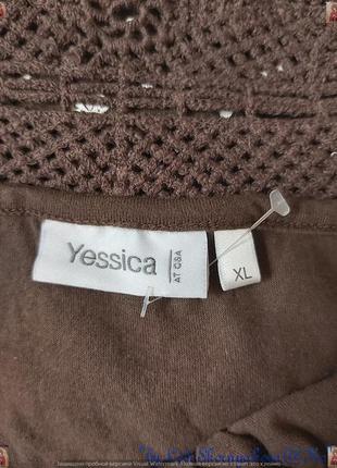 Фирменная yessica блуза со 100 % хлопка в коричневом цвете, плечи с кружева, размер хл9 фото