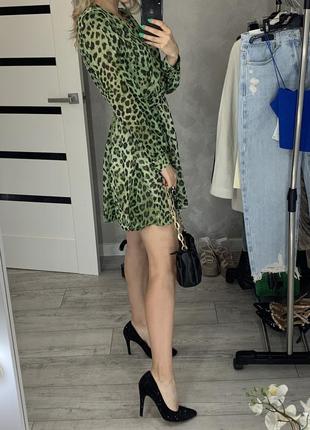 Шифоновое платье zara с животным принтом леопардовая р3 фото