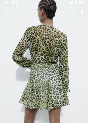 Шифоновое платье zara с животным принтом леопардовая р8 фото