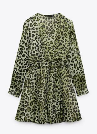 Шифоновое платье zara с животным принтом леопардовая р9 фото
