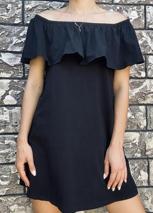 Черное вискозное платье от мохито3 фото