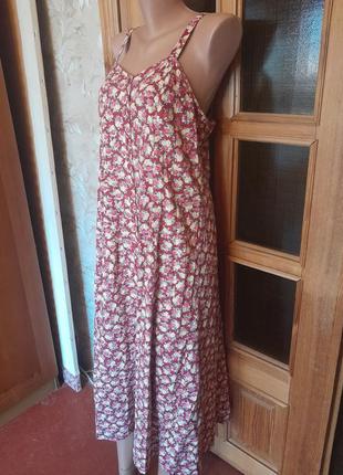 Милое женственное натуральное винтажное платье в цветочный принт6 фото