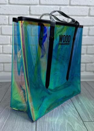 Сумка шоппер wood dsquared2  ⁇  пляжная сумка  ⁇  набор с косметичкой 💚10 фото