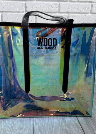 Сумка шоппер wood dsquared2  ⁇  пляжная сумка  ⁇  набор с косметичкой 💚9 фото