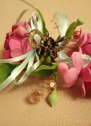 Заколка для волос, фуксия, хенд мейд