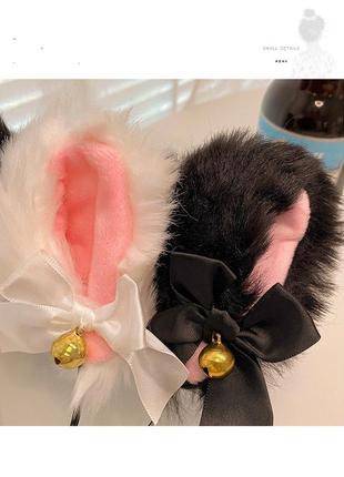 Уши ушки с ушками кошки кошачьи пушистые пухнастые на обруче обруч косплей аниме манги монокума куроми4 фото