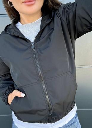 🎨4 цвета! стильная удобная ветровка женская черная куртка ветровка женская2 фото