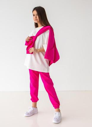 Спортивный костюм для девочки розовый тройка 134 рост