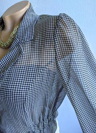 Блуза, жакет напівпрозорий, в гусячю лапку6 фото