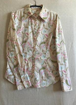 Акуратна сорочка в рослинний принт бавовна діловий стиль