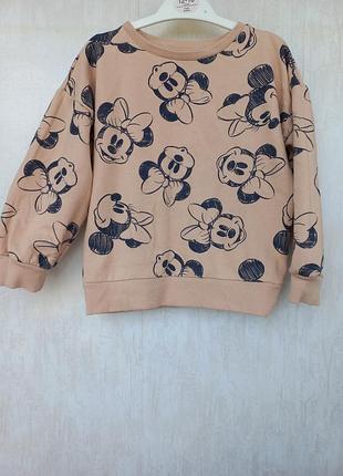 Світшот утеплений з принтом мінні маус