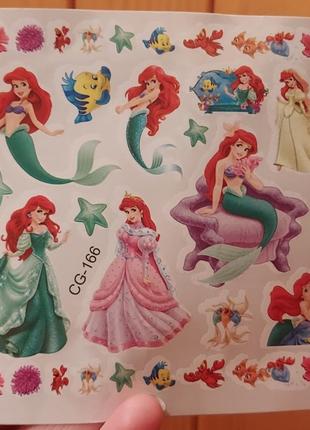 Детские тату.русалка ариэль