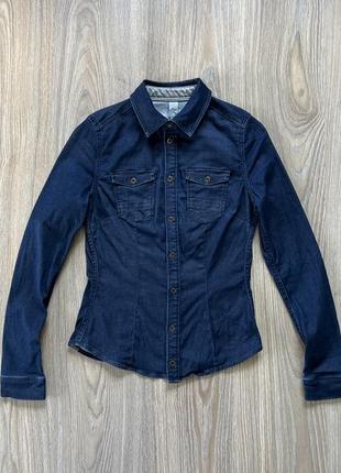 Женская стрейчевая приталенная классическая джинсовая рубашка g-star raw