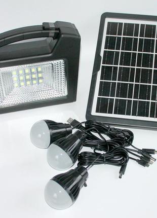 Система автономного освітлення та зарядки із сонячною панеллю+ліхтар+лампи+кабель