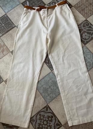 Білі широкі штани з льону4 фото