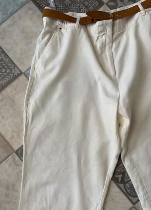 Білі широкі штани з льону5 фото