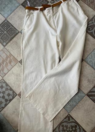 Білі широкі штани з льону6 фото