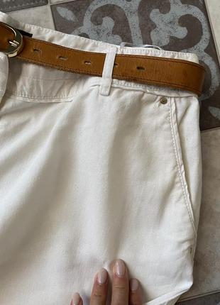 Білі широкі штани з льону7 фото