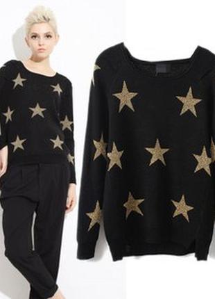 Черный свитерок с золотыми звездами