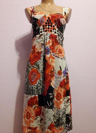 Шифоновий різнобарвний сарафан, сукня