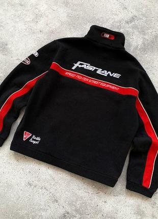 Vintage fastlane racing fleece sweat 1/4 zip винтаж мужская кофта флиска флисовая свитшот зип худи черная гоночная авто куртка оригинал размер л3 фото