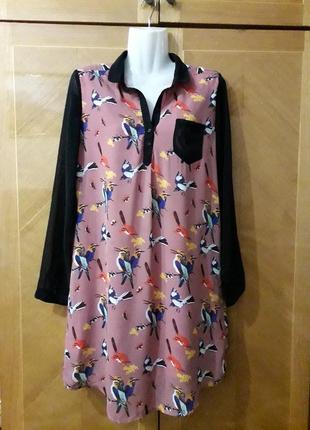 Шифоновое красивое платье с птицами от baphnea