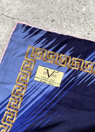 Vintage versace scarf женский дизайнерский платок шаль шарф синий версач оригинал3 фото