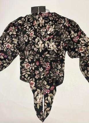 Новая рубашка на завязках с цветами pink woman6 фото