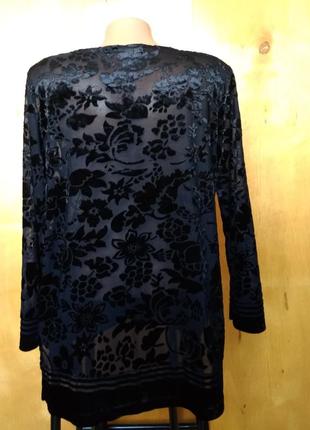 Р 14-16 / 48-50-52 нарядная черная блуза блузка  кофта с длинным рукавом пан бархат c&a3 фото