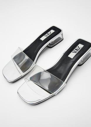 Нові вінілові срібні сандалі zara2 фото
