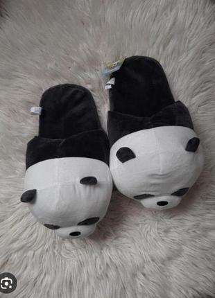 Тапочки панда кигуруми для взрослых и детей,домашние тапочки панда, плюшевые  тапочки для детей2 фото