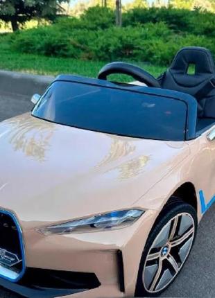 Дитячий електромобіль bmw i4 зі шкіряним сидінням, 4 мотори