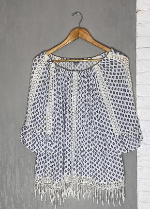 Свободная блуза блузка с бахромой большого размера батал m&amp;co,xxl 58-60р5 фото