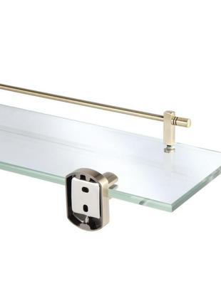 Скляна поличка для ванної кімнати з латуні qt 55х600х140 колір бронза. полиця скляна для ванни4 фото
