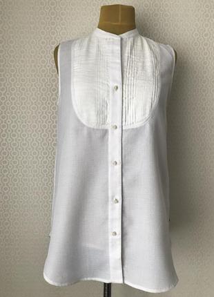 Стильная белая рубашка / блуза без рукавов от дорогого g-star raw, размер l1 фото