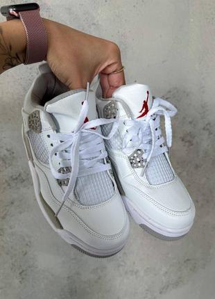 Nike jordan retro 4 oreo жіночі кросівки найк джордан колір білий з бежевим топова якість женские белые беж высокие кроссовки топ качество