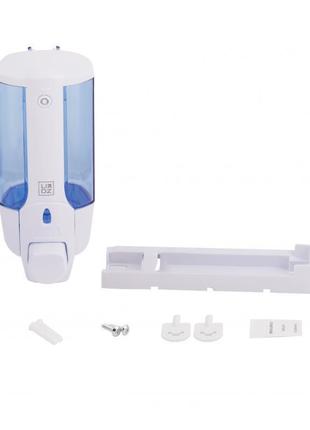Пластиковый дозатор для жидкого мыла одинарный lidz  бело-голубой 380 мл7 фото