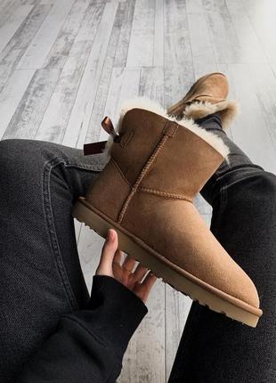 Ugg mini bailey bow женские зимние сапоги с натуральным мехом /осень/зима/весна😍