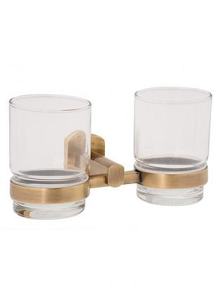 Стакан для зубних щіток і пасти подвійний 95х180х90 q-tap колір бронза