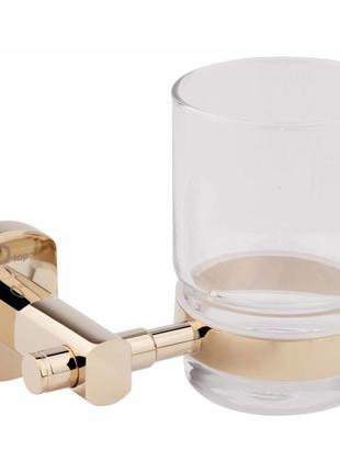 Симпатичный стакан для зубных щеток и пасты настенный q-tap цвет золото 95х120х95