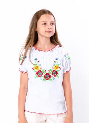 Вишиванка з коротким рукавом в квіти, блуза блузка вишита, красивая вышиванка для девочки, блуза блузка вышитая в цветы3 фото