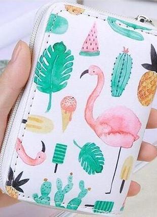 Хіт! новий модний короткий гаманець на блискавці фламінго кактуси морозиво ананаси