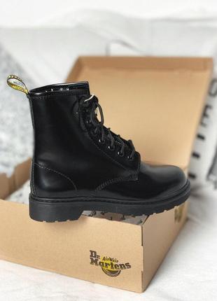 Шкіряні хутряні черевики dr martens black mono в чорному кольорі /осінь/зима/весна😍2 фото