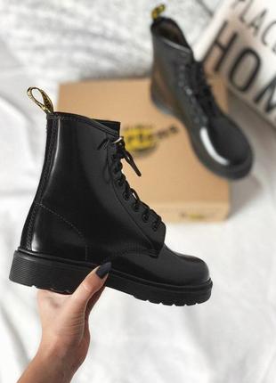 Шкіряні хутряні черевики dr martens black mono в чорному кольорі /осінь/зима/весна😍3 фото