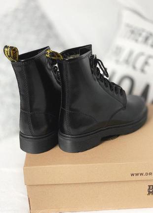 Шкіряні хутряні черевики dr martens black mono в чорному кольорі /осінь/зима/весна😍5 фото