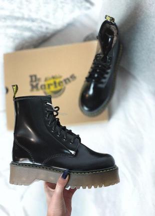 Dr martens jadon black женские ботиночки платформе с мехом/осень/зима/весна😍2 фото