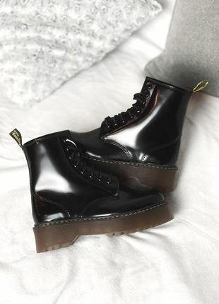 Dr martens jadon black женские ботиночки платформе с мехом/осень/зима/весна😍5 фото