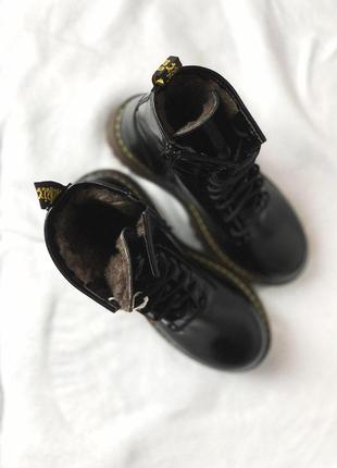 Dr martens jadon black женские ботиночки платформе с мехом/осень/зима/весна😍6 фото